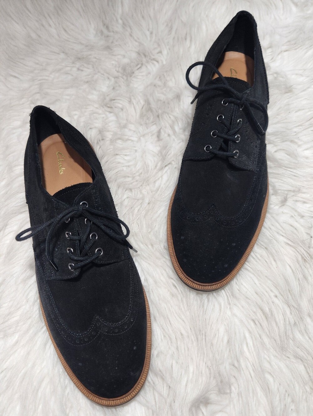 Clarks Black Suede Foxwell Limit Brogue Shoe 11